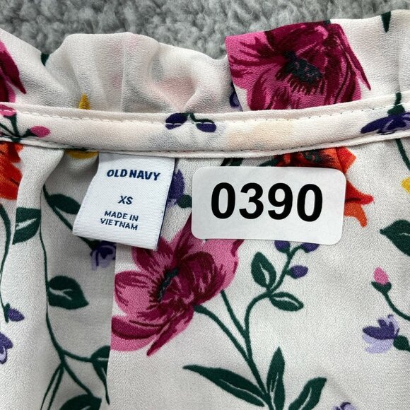 Old Navy Top Womens  XS Floral Long‎ Sleeve Faux Wrap Spring Blouse - Picture 2 of 7